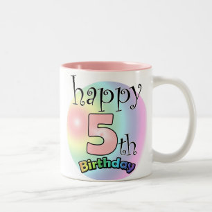 Caneca De Café Em Dois Tons Roze Happy 5 Birthday
