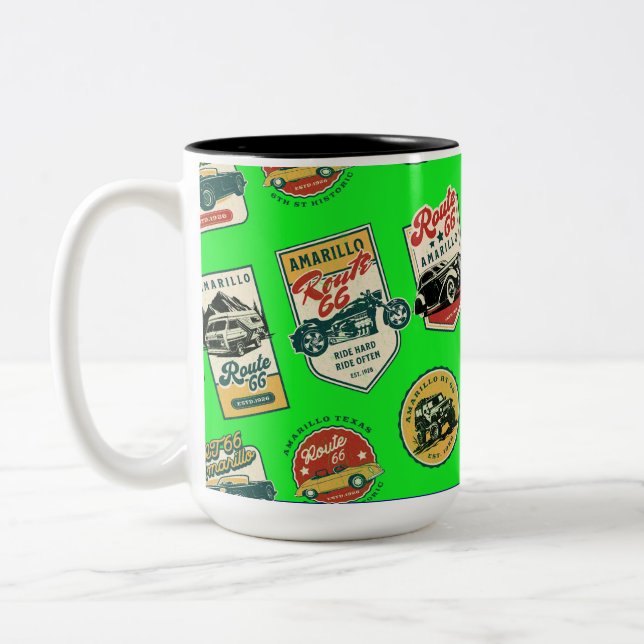 Caneca De Café Em Dois Tons Rt 66 Mug - Amarillo TX (Esquerda)