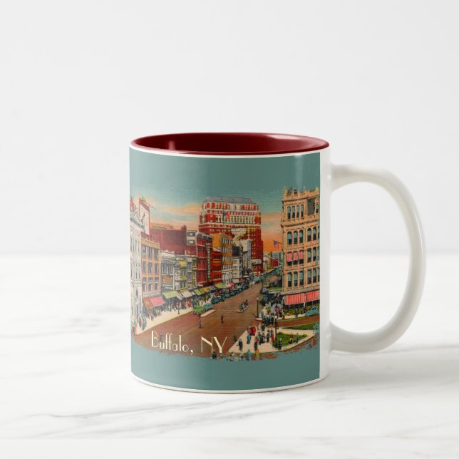 Caneca De Café Em Dois Tons Rua Principal - Buffalo, NY Vintage Coffee Mug (Direita)