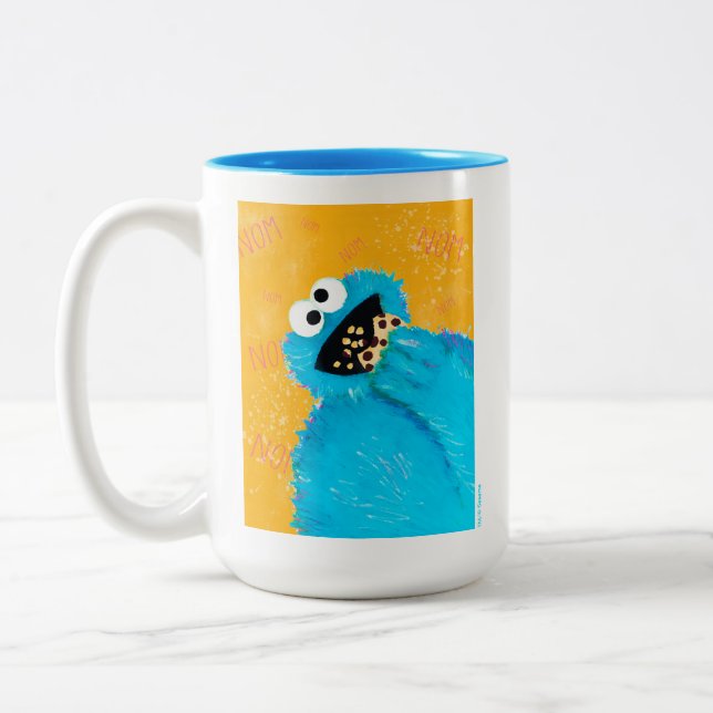 Caneca De Café Em Dois Tons Rua Sésamo | Nom Nom Cookie Monster (Esquerda)