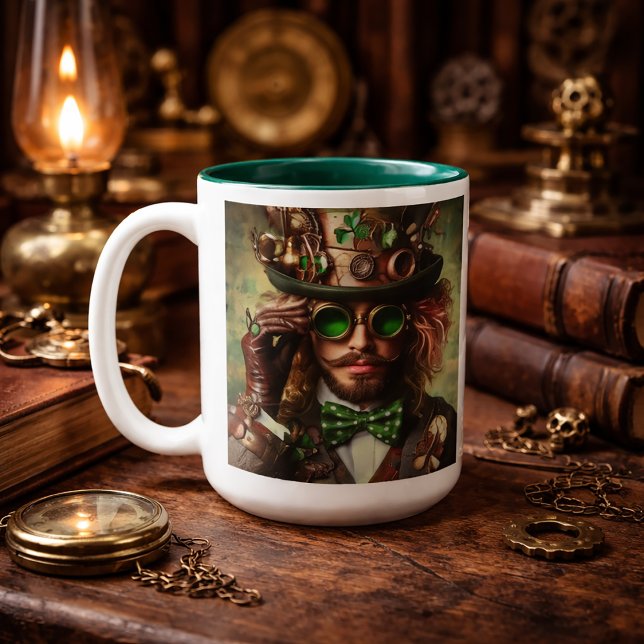 Caneca De Café Em Dois Tons Rua Steampunk. (Criador carregado)