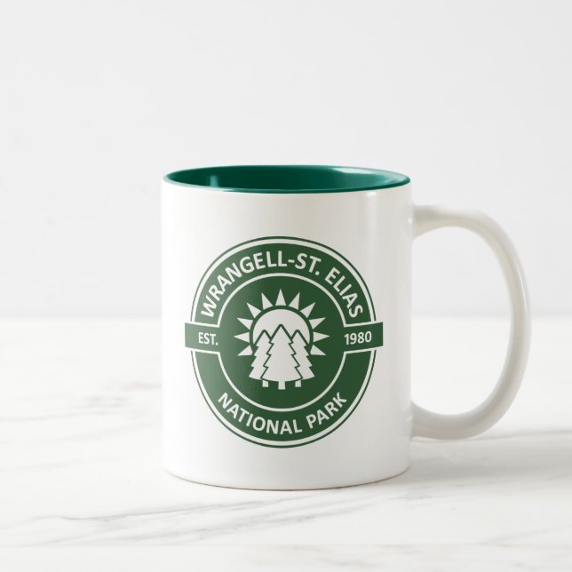 Caneca De Café Em Dois Tons Rua Wrangell. Elias National Park Sun Trees (Direita)