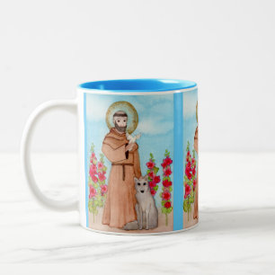 Caneca De Café Em Dois Tons Ruas. Francis Watercolor