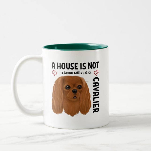 Caneca De Café Em Dois Tons Ruby Cavalier King Charles Spaniel   (Esquerda)