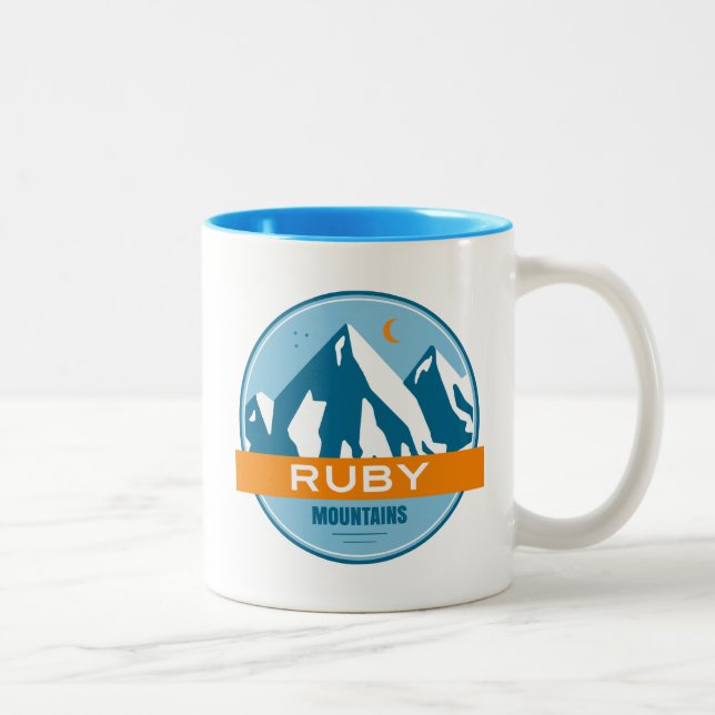 Caneca De Café Em Dois Tons Ruby Mountain Nevada Stars Moon (Direita)