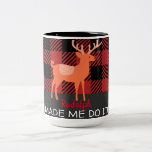 Caneca De Café Em Dois Tons "Rudolph Fez-Me Fazê-Lo!" Café/Tea Mug