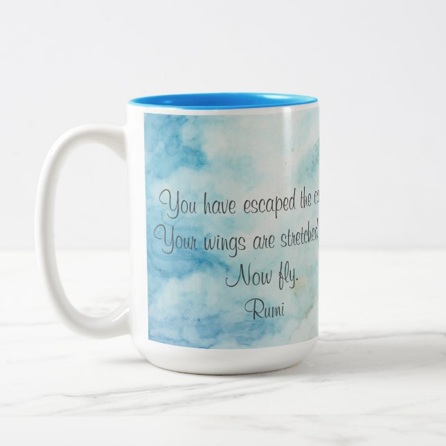 Caneca De Café Em Dois Tons Rumi Artístico Sky Personalizado (Esquerda)