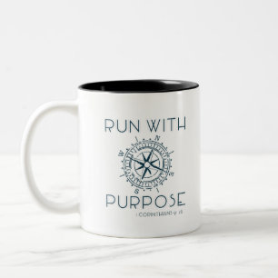 Caneca De Café Em Dois Tons Run With Purpose - 1 Corinthians 9:26