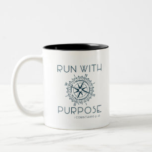 Caneca De Café Em Dois Tons Run With Purpose - 1 Corinthians 9:26