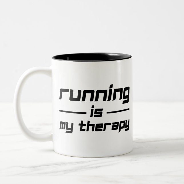 Caneca De Café Em Dois Tons Running Is My Therapy (Esquerda)