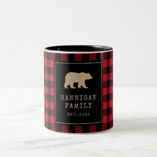 Caneca De Café Em Dois Tons Rustic Red and Black Buffalo Family Name