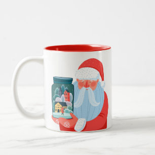 Caneca De Café Em Dois Tons Rustic Santa Claus Mason Jar Town