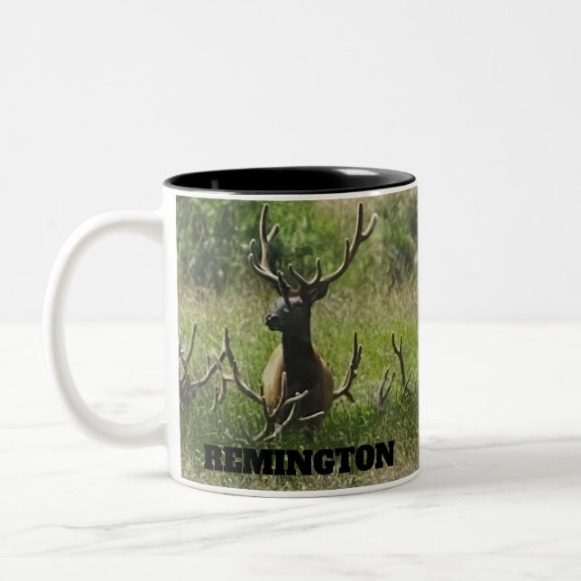 Caneca De Café Em Dois Tons Rústica Caça à Vida Selvagem Elk Deer (Esquerda)
