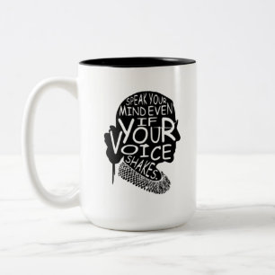 Caneca De Café Em Dois Tons Ruth Bader Fala Sua Mente Mesmo Que Sua Voz Shak