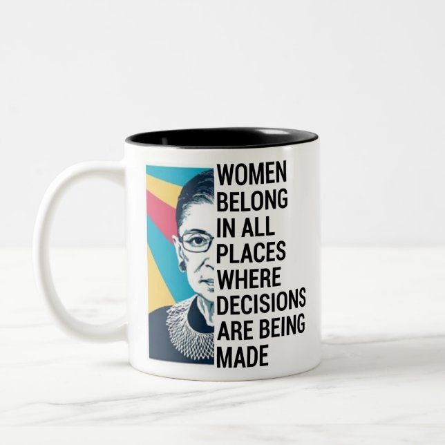 Caneca De Café Em Dois Tons Ruth Bader Ginsburg Citação, SCOTUS, notória RBG (Esquerda)
