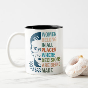 Caneca De Café Em Dois Tons Ruth Bader Ginsburg, mulheres em todos os lugares