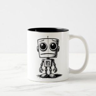Caneca De Café Em Dois Tons Sad Robot - Preciso De Uma Reinicialização