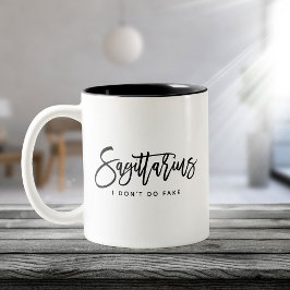 Caneca De Café Em Dois Tons Sagitário Horoscópio Moderno Script Zodiac Sinal
