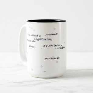 Caneca De Café Em Dois Tons Sagitário Texto Diversão Zodiac para o Dia a Dia o