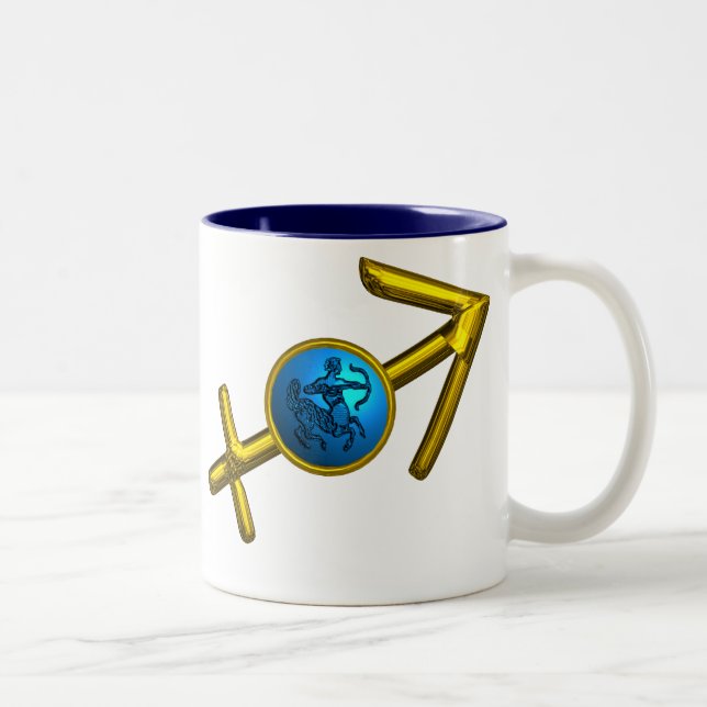 CANECA DE CAFÉ EM DOIS TONS SAGITTARIUS, DOURADO SINAL DE ANIVERSÁRIO ZODIÁTIC (Direita)