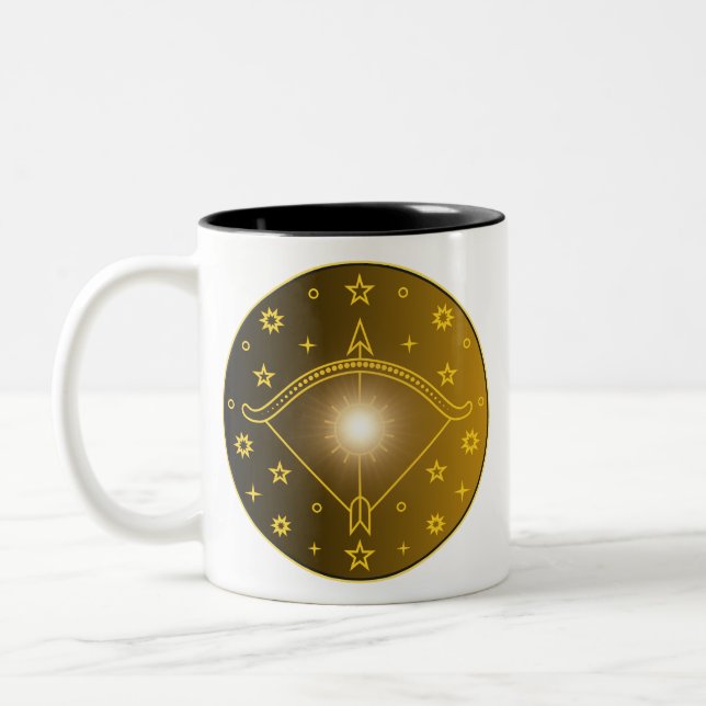 Caneca De Café Em Dois Tons Sagittarius Zodiac Emblem Minimal Celestial Symbol (Esquerda)