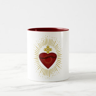 Caneca De Café Em Dois Tons Sagrado Coração de Jesus Símbolo