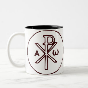 Caneca De Café Em Dois Tons Sagrado Cristograma Chi-Rho Arte Refinado