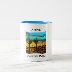Caneca De Café Em Dois Tons Saguaro está no deserto, Parque Nacional do Saguar