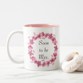 Caneca De Café Em Dois Tons Sakura Blossom Wreath Brevemente Para Ser Sra. Mug