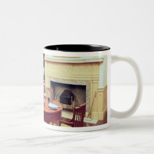 Caneca De Café Em Dois Tons Sala de jantar branca de Salão, perto de
