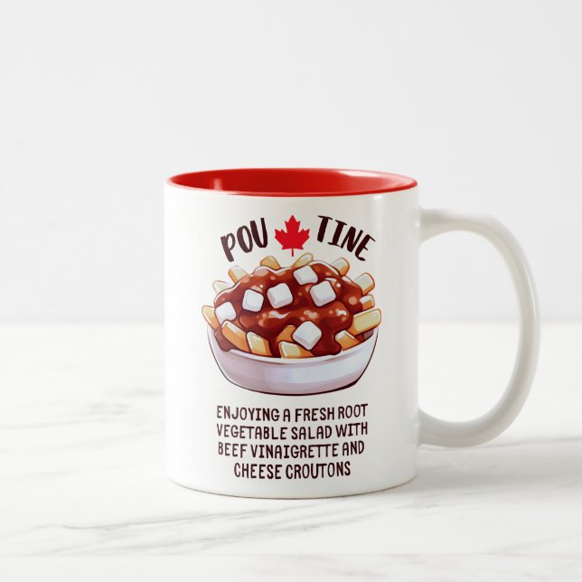 Caneca De Café Em Dois Tons Salada de Raiz Vegetal Canadiana Poutine (Direita)