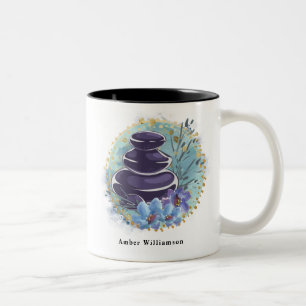 Caneca De Café Em Dois Tons Salão de Terapeuta de Massagem Spa Estilista Pedra