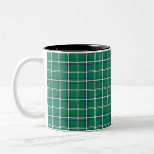 Caneca De Café Em Dois Tons Salem Green and White Plaid (Esquerda)