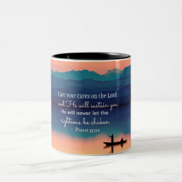 Caneca De Café Em Dois Tons Salm 55:22 Fale sobre o LORD