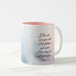 Caneca De Café Em Dois Tons Salm 91:4 Ele vai te cobrir com Seus Pais