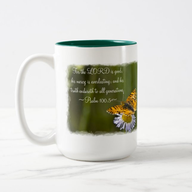 Caneca De Café Em Dois Tons Salmo 100:5 (Esquerda)
