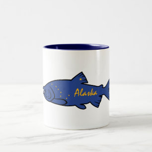Caneca De Café Em Dois Tons Salmões de Alaska dos peixes