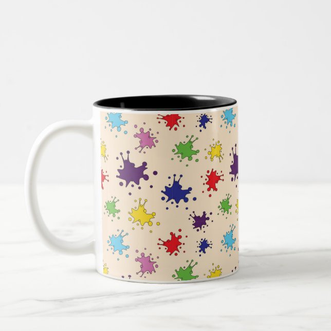 Caneca De Café Em Dois Tons Salpico de tinta manchada de tinta colorida (Esquerda)
