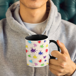 Caneca De Café Em Dois Tons Salpico de tinta manchada de tinta colorida