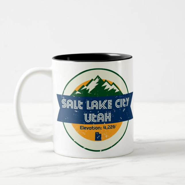 Caneca De Café Em Dois Tons Salt Lake City Utah (Esquerda)