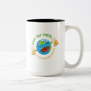Caneca De Café Em Dois Tons Salvar a terra