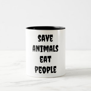 Caneca De Café Em Dois Tons salvar animais, comer pessoas