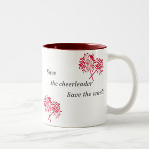 Caneca De Café Em Dois Tons Salvar, o cheerleader, economias…