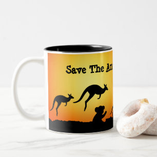 Caneca De Café Em Dois Tons Salvar os animais da Austrália