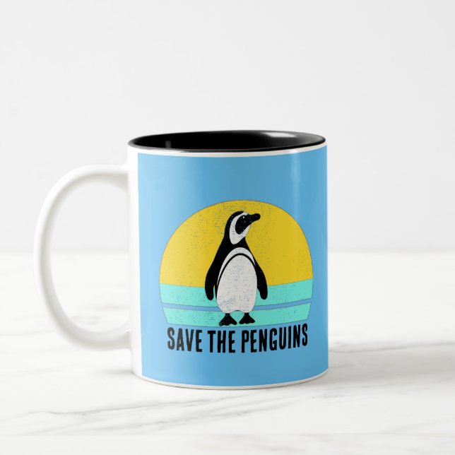 Caneca De Café Em Dois Tons Salvar Os Pinguins (Esquerda)
