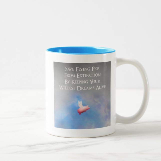 Caneca De Café Em Dois Tons Salvar Porcos Voadores (Direita)