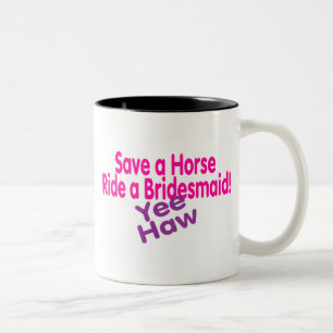 Caneca De Café Em Dois Tons Salvar um passeio do cavalo um Haw de Yee da dama