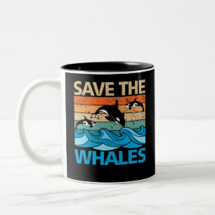 Caneca De Café Em Dois Tons Salve A Baleia Da Orca Do Retro Das Baleias
