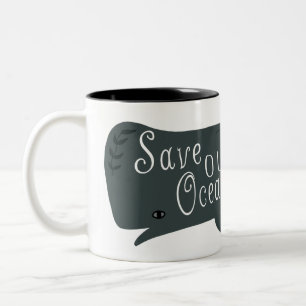 Caneca De Café Em Dois Tons Salve nossa baleia ambiental oceânica