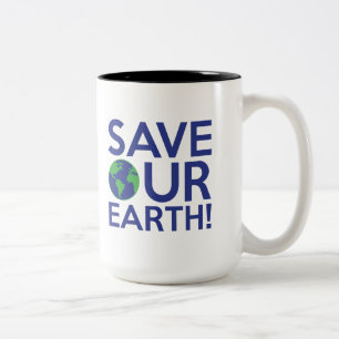 Caneca De Café Em Dois Tons Salve nossa Terra